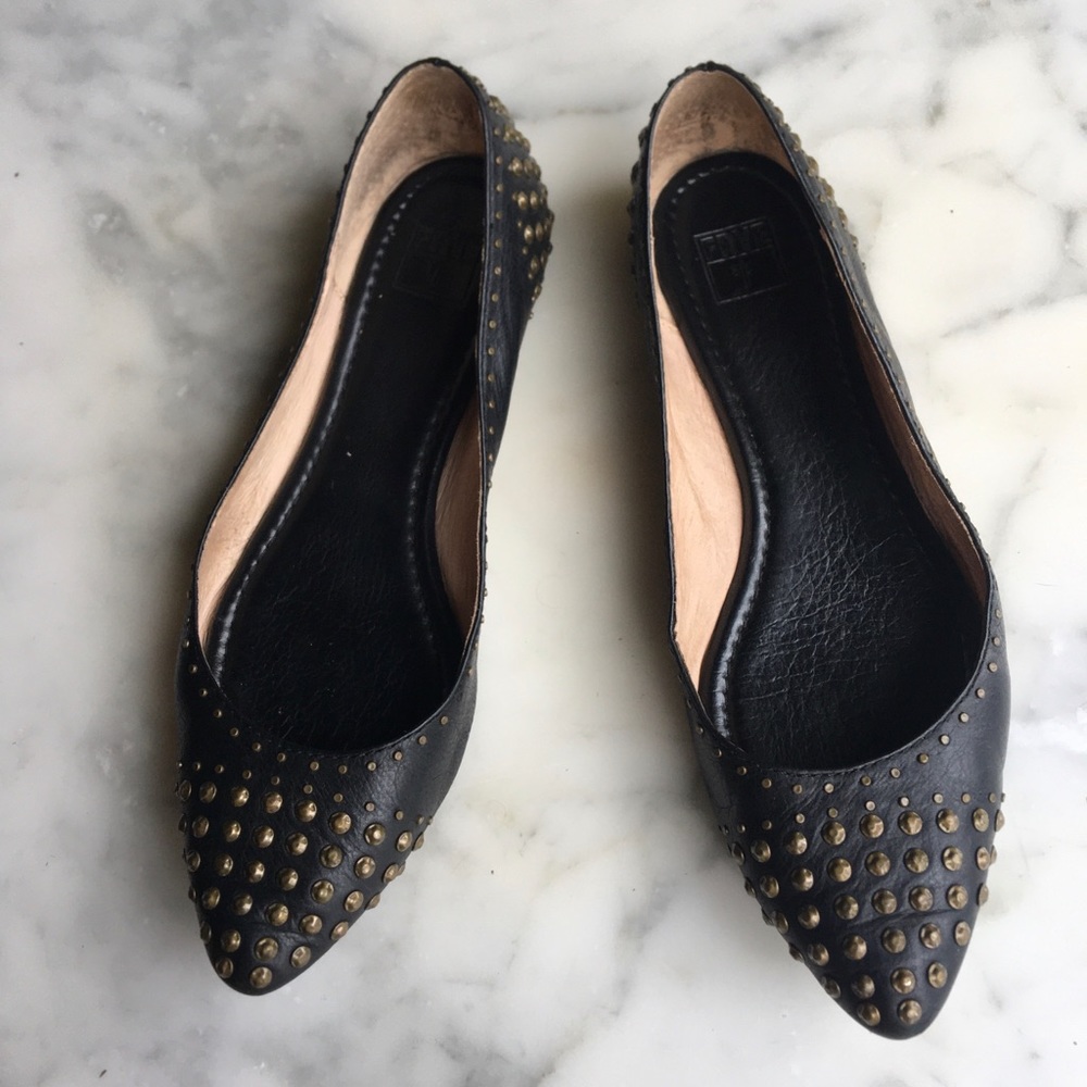 Studded Leather Ballet Flats